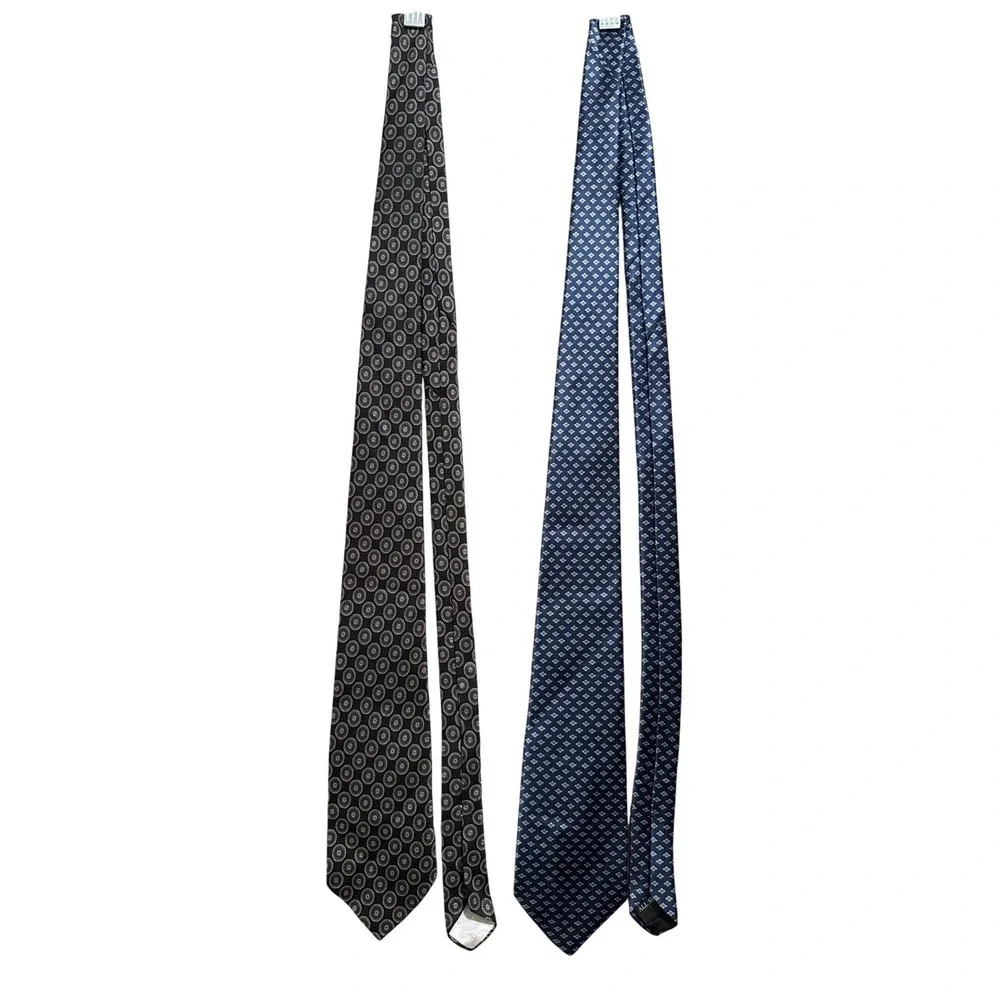 Oscar de la Renta Couture Lot 2pc Navy Blue Black Geometric Medallion